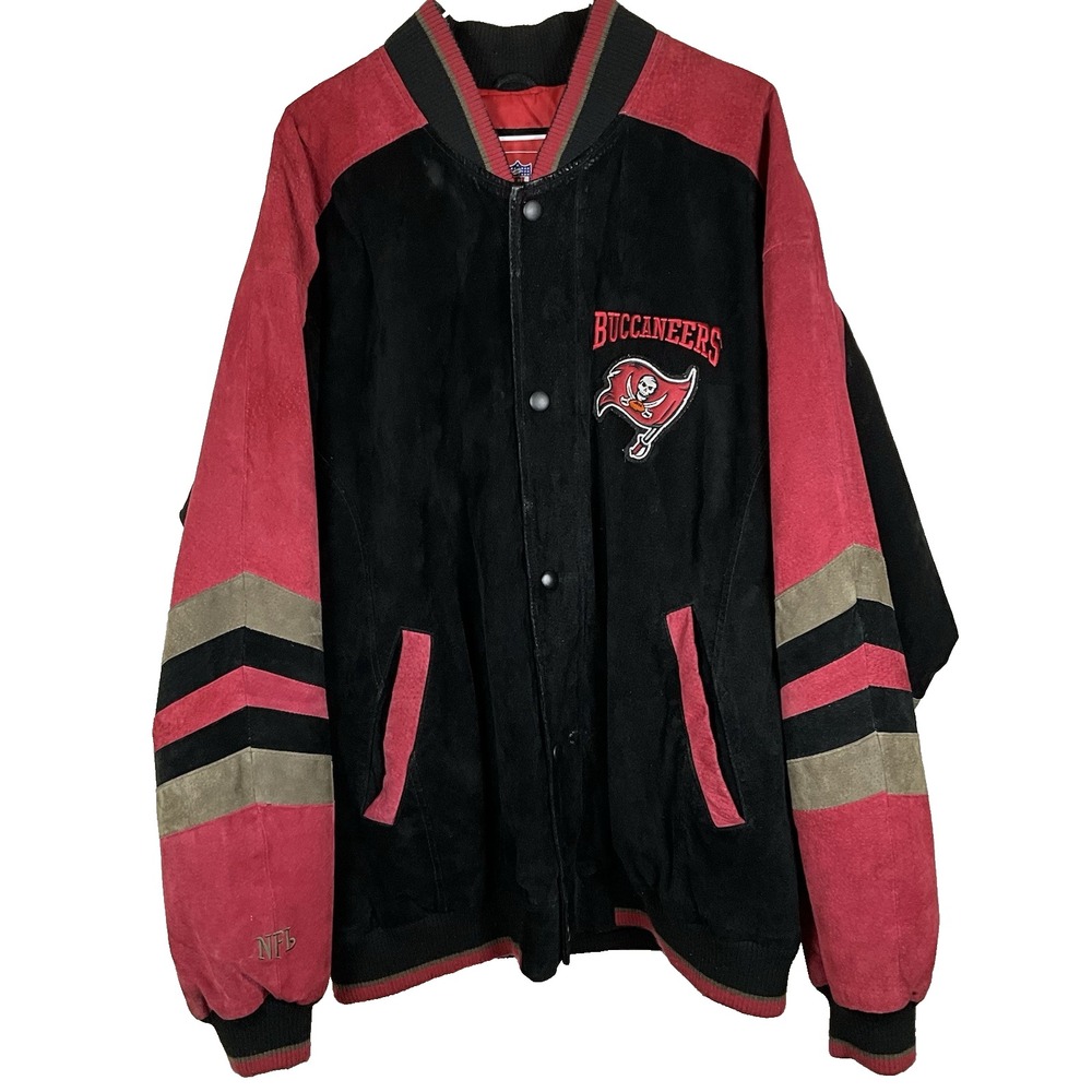Vintage G-III NFL Tampa Bay Buccaneers Leather Quilt Lined Jacket Men Size 2XL
